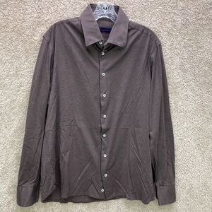 Artigiano Custom Size Handmade Men’s Brown Long Sleeve Button Up Shirt Large L ?